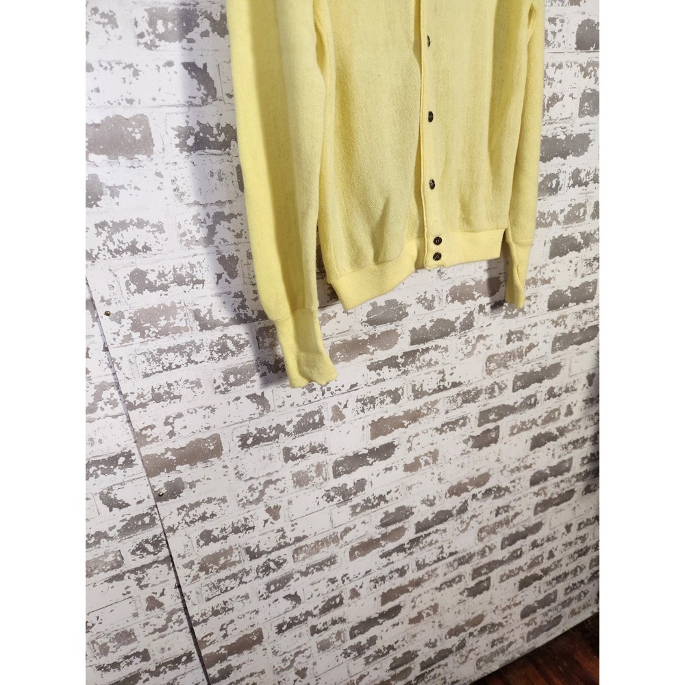 Vintage Izod Lacoste Cardigan Sweater Medium Yellow Preppy 90's Academia - Picture 3 of 14